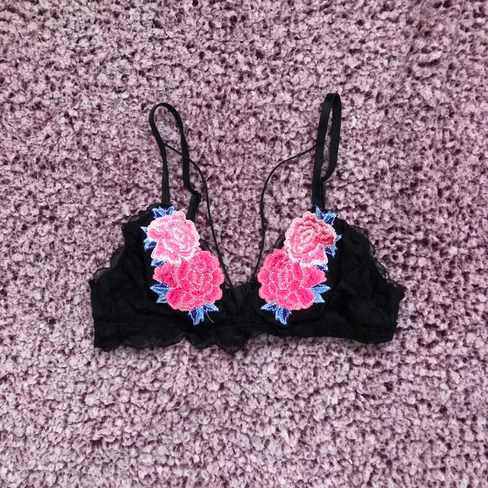 Pink Flower Bra